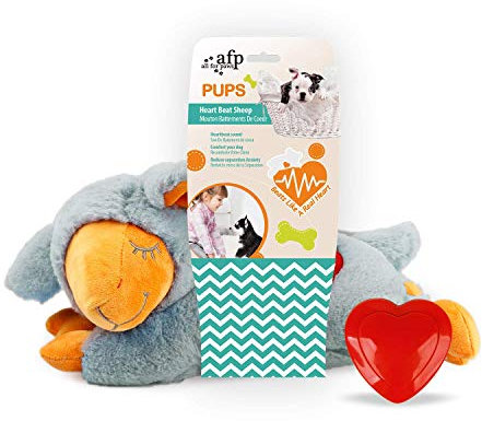 ALL FOR PAWS Herzschlag-Welpenspielzeug, Angstlinderung für Hunde, graues Schaf, Haustierspielzeug, Angstlinderung, Verhaltenstraining, Spielzeug