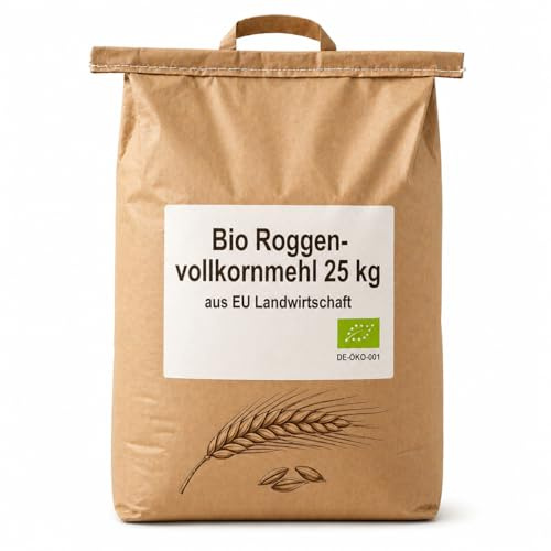 Bäckerei Spiegelhauer Bio Roggenvollkornmehl Roggenmehl 25 kg I Aus Sächsischem Anbau I Ideal für Sauerteigbrot & Vollkornbrot I Echtes Vollkornmehl mit Keimling