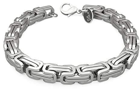 Fly Style Byzantiner Königskette Armband Herren - Königsarmband Edelstahl silber poliert - 9mm breit, 24cm lang