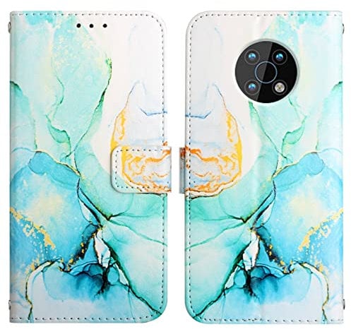 LEMAXELERS Nokia G50 Phone Case Nokia G50 Cover,Glitter Marble PU Leather Flip Wallet Case Magnetic Stand Card Slot Folio Bumper Case for Nokia G50,YB2 Marble Green