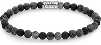 Rebel & Rose Unisex-Armband Farbstein, 925er Silber Onyx Xs Grau 32021111