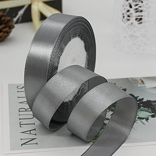 ZHIHUI Satinband Grau 20mm, 22 Meters Dekoration Geschenkband Fein Schleifenband, Stoffband für Luftballons, Hochzeit, Taufe und Geburtstag Geschenke Der Valentinstag Verpackung von Geschenken