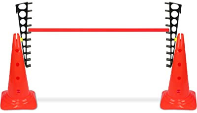 SPORTIKEL24 Agility Hürde 50 cm mit Sprungleitern – extra hohe, verstellbare Kegelhürde für Hundetraining – 100 cm Stange – Rot