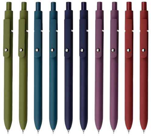 UIXJODO Gelstifte, 10 Stück kugelschreiber 0.5 mm schwarze Tinte, feine Spitze, glatte Schreibstifte, einziehbare Stifte für Tagebuch, Notizen, niedliches Büro, Schule, Geschenke (10 Stück Vintage)