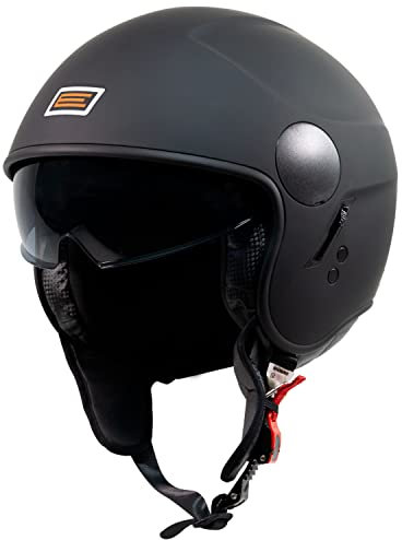 ORIGINE Casco Jet Moto Casco Aperto Scooter Omologato ECE con Visiera (SOLID MATT BLACK,M)
