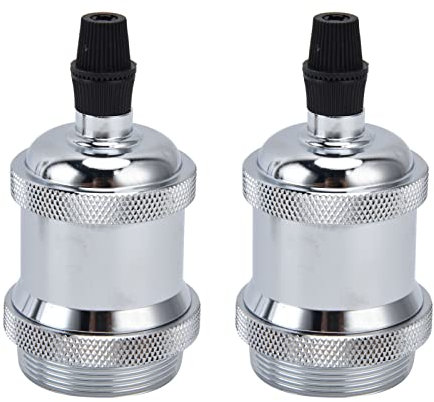 Lot de 2 douilles E26/E27. douille de lampe vintage rétro en aluminium,accessoires de bricolage pour ampoules vintage E26/27. table de chevet, bureau, salon(Argent), Douille de Lampe Vintage Por