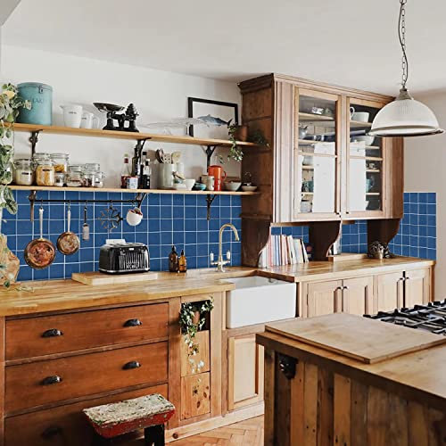 Alwayspon 25Pcsx15cm, blauer Mosaik-Effekt, dicke Fliesenaufkleber, Vinyl, selbstklebender Spritzschutz, wasserdicht, zum Aufkleben auf Fliesen, für Küche, Badezimmer, Wand