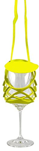 VINSTRIP® GLASSLING - NEON GELB - Weinglashalter zum Umhängen mit Schutzdeckel - praktischer Netzglashalter für Festivals, JGA, Ladiesnight, Stehparties, Weinwanderung, Geburtstagsausflug, ...