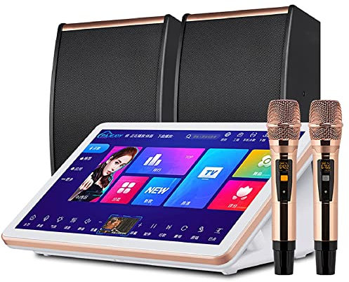 CANIAN Touch Screen Karaoke System, 18.5 inch Capacitive Karaoke Machine with Wireless Microphone, Power Amplifier Function, AI Smart Voice Control the Song Function, Desktop KTV Player