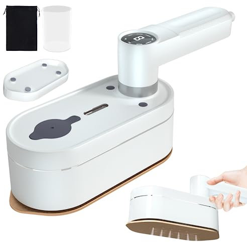 Mini plancha de vapor portátil con pantalla digital, planchado en seco y húmedo 2 en 1 con 8 ajustes preestablecidos de vapor y temperatura para tejido variable, rotación de 180 °, plancha de calor