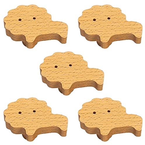 5 Stück Holzknöpfe Möbelknöpfe Kommode Griffe Küche Schrank Knöpfe für Kinderzimmer, Kinderkommode Knöpfe Löwe Schubladengriff Holz Zugtür Schrank Badezimmer Griffe Naturholz Haken