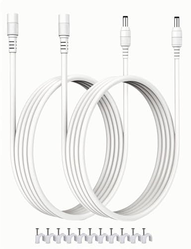 VOLTKARE [2-Pack 10M 18WAG] 12V DC Power Extension Cable, 5.5x2.1mm Male to Female Plugs, for LED Strips, CCTV Security Cameras, 5-36V Power Supplies(White)