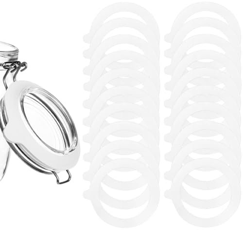 KUIZHEN Gummiringe für Gläser, 20 Stück Silikon Glasdichtungen, Silikon Einkochringe Dichtring Ersatz Auslaufsichere Dinchtungen für Einmachgläser Weiß Innendurchmesser 6.8 cm