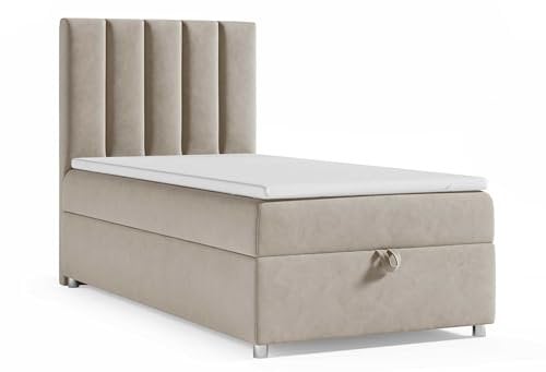 Trinity K10 Einzelbett | Boxspringbett mit Bonell Federkernmatratze | MatratzenTopper | Bett mit Stauraum