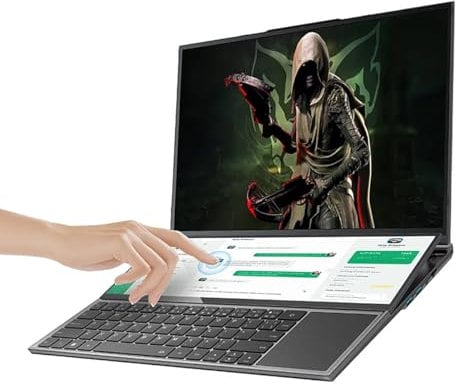 Windows 11 Laptop, 16 + 14 Inch IPS Touch Intel i9-10885H Dual Screen Gaming Laptop Slim Notebook PC Gamer Computer, 16GB RAM 1TB SSD