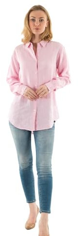 Superdry Damen Lässiges Hemd aus Leinen im Boyfriend-Stil Flieder Helles Pink 36