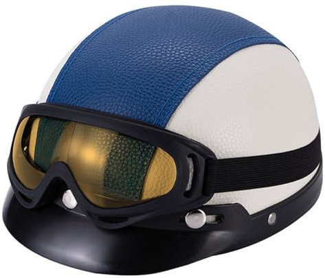 Casque Bols de Moto Jet,Vintage Casque Jet Moto Ouverte avec Style Rétro des Lunettes De Soleil,pour Chopper Racing Mofa Demi Casque de Moto,ECE Homologué G,55-62CM
