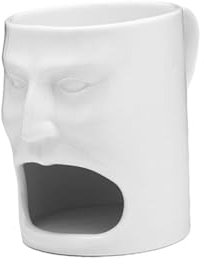 COLLBATH Creative Face Ceramic Mug with Cookie Holder White 12 Oz Biscuit Cup for Coffee and Tea Fun Dessert Mug for Home and Office