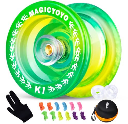 YOSTAR JoJo K1 Yoyo Profi JoJo mit Leerlauf, Responsive Yoyo Trick JoJo Kinder, Stunt Jo Jo für Kinder JoJo Spielzeug, Anfänger JoJo mit 12 Schnüre, Handschuh, Hülle