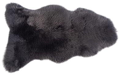 KABAJA Lammfell Echt - Teppich Flauschig - Natürliche Schaffell Grau 110-120 cm - Deko Wohnzimmer Fell Decken - Weich Schaffelldecke - Schlafzimmer Lammfelle - Naturfell