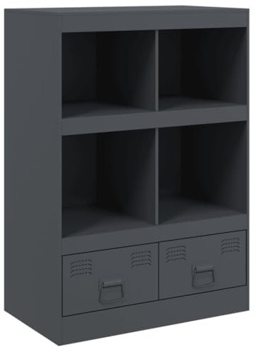 vidaXL Highboard, Sideboard mit Stauraum, Kommode Anrichte Schrank für Wohnzimmer, Standschrank Beistellschrank Mehrzweckschrank, Anthrazit Stahl