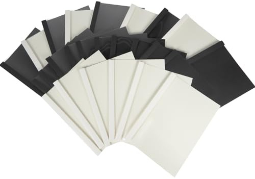RAYSON Thermal Binding Covers, 100 Sheets, 12 mm, A4, Black 15 pcs, White 10 pcs, Pack of 25