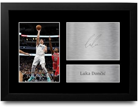 HWC Trading FR A4 Luka Doncic Dallas Mavericks Basketball Geschenke Gedrucktes Signiertes Autogramm Foto für Fans von Basketball Memorabilien - A4 Gerahmt