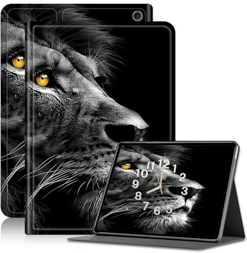 Case for Kindle Fire HD 10/10 Plus (13th/11th 2023/2021 Release), Adjustable Stand Kindle Fire HD 10 Tablet Case 11th Generation, with Auto Sleep/Wake Kindle Fire Case 10.1, Black Lion