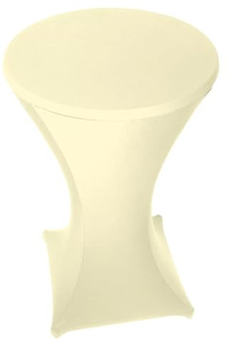Stoff-Kollektion - Stretch Stehtischhusse 70cm aus Polyester & Stretch – Bügelfrei & Waschbar bis 40°C – Gummierte Fußtasche & passgenau - Tischhussen für Hochzeiten, Partys & Events - Creme