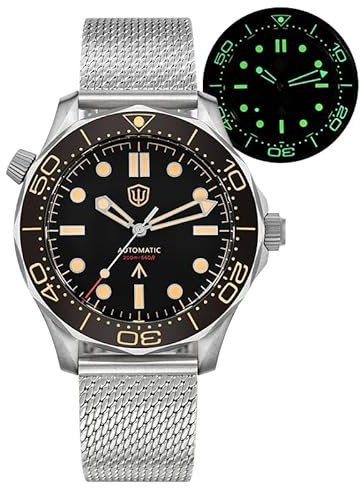 watchdives Automatikuhren für Herren WD007, Titan NTTD Taucheruhr NH35 Gewölbte Saphirglas Armbanduhr 100 m Wasserdicht