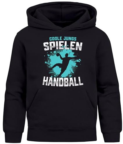 MoonWorks® Kinder Hoodie Jungen Handball Sport Hobby Spruch Coole Jungs Geschenk Handballspieler schwarz 152