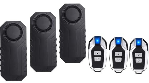 Mengshen 3 Pack Alarma Bicicleta Antirrobo Sensor de Seguridad para Motocicleta Scooter Remolque Bicicleta Puerta Ventana Coche Scooter Eléctrico IP65 Impermeable 113dB Fuerte