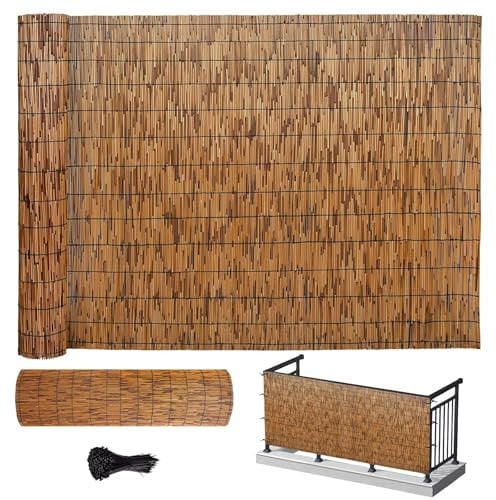 Schilfrohrmatte 180x600 Balkon Sichtschutz Bambus Sichtschutz 200 Cm Hoch Balkon Schilf Bambus Matte Outdoor Natürlicher Schilfrohr Zaun Holzschilfmatte 80 90 100 120 160 Breit Bambusmatte Zaun Tuch
