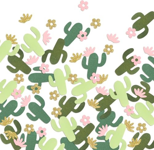 Kaktus Konfetti Sukkulente Baby Dusche Mädchen Tischdekoration Glitter Goldenes Grün Streuen Rosa Blume Papier Handwerkszubehör FiestaRosa Blume