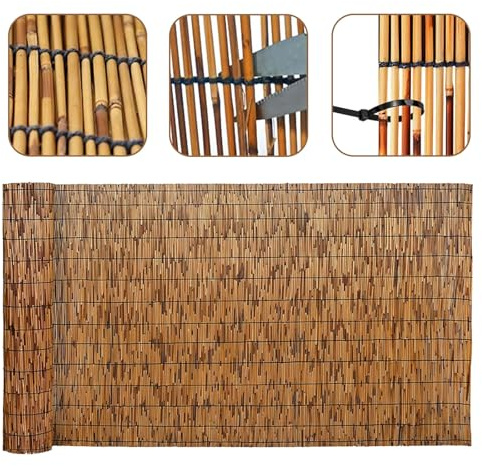 Sichtschutz Garten Balkon Terrasse Bambus Matten Schilfmatten Sichtschutz Zaun Natürlicher Schilfrohr Schilfrohrmatte 100x600 180x180 Bambuszaun Rollen Balkonsichtschutz 80 Cm Hoch Für Balkone