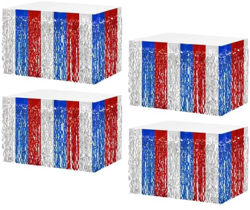 Generisch Folie -Randtischrock, Tischrandrock | Folien -Lastkarbefrier Banner 4 Stücke,Schreibtischvorhänge 29x108 Zoll Rechteck Bühnen Hintergrund für Disco -Partys, Hotelbankett, Parade Floats