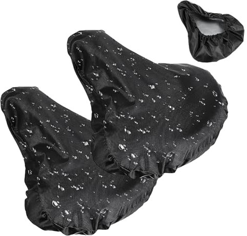 MBAIYO 2pcs Sattelschutz Wasserdicht Fahrrad, Elastische Wasserfeste Fahrradsattel Schutzhülle mit Kordelzug Sitzschutz Regenschutz Sonnenschutz Fahrradsattelbezug für Rennrad Mountainbike Schwarz