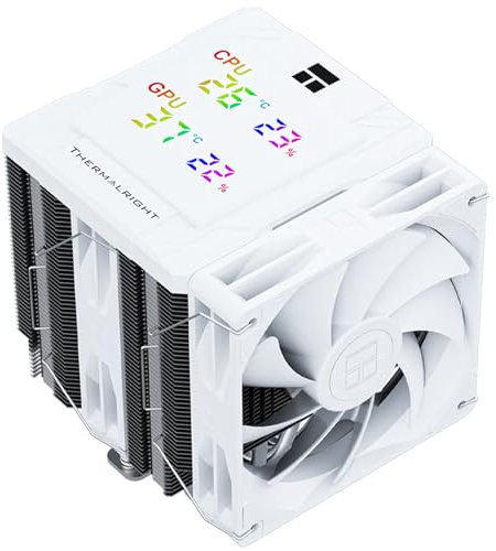 Peerless Assassin 120 Digital CPU Air Cooler, Temperature Digital Display | 6 Heat Pipes |1850RPM PWM Fans, for Intel 1851/1700, AMD AM4/AM5 (White)