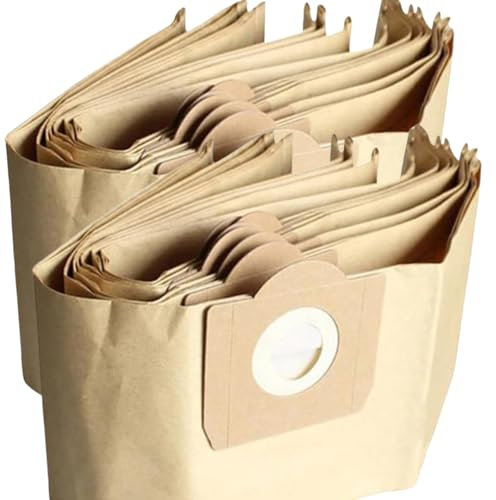 Lot de 10 Sacs droits Aspirateur pour WD3 WD2, compatible avec WD6 WD5 WD4, WD3200 WD3500P, A2204 A2534, SE4001 SE4002 SE5.100 SE6.100. Papier Kraft 100% Recyclé et Compostables