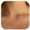 TINGN Kette Halsketten Damen Gold, 14K Vergoldete Halskette mit Vierblättriges Kleeblatt Zirkonia Anhänger Kette Mädchen Stapelbare Halskette Vierblättriges Kleeblatt Geschenk für Frauen Mädchen