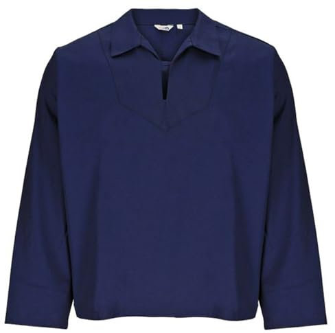 modAS Herren Französisches Fischerhemd mit V-Ausschnitt - Traditionelles Fischerhemd in Marineblau Größe XXL