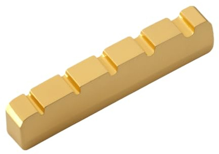 DIAO79NI 1Pcs 5 String Brass Guitar Nut Pre-Slotted Top Nut 45mm x 6mm x 8.8mm Compatible with Les Paul LP SG Style Electric Guitar or Acoustic Guitar Parts Replacement Gold.