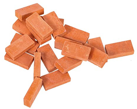 KICHOUSE 20pcs Diy Miniature Brick Model Realistic Red Rectangle Simulation Bricks for Micro Landscape Decor Table Model Imagination and Creativity Development