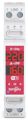Tongou 2P 18 mm wifi Switch hutschriene | Interruptor de relé inteligente WiFi de 16 A con doble separación | con medición de consumo de energía | aplicación Smart Life | Alexa