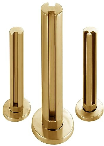 Generico Ringhiera in Vetro Dorato - Balaustra in Acciaio Inox 304 per Balcone, Veranda e Scale - Balaustre corrimano Senza Telaio, 100 cm (39 3/8) - Elegante Design a Mezzaluna Dorato