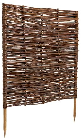 1 x BOGATECO Beeteinfassung aus Weide | 60 cm Lang & 60 cm Hoch | Holz-Zaun Rasenkante | Weiden-Zaun Steckzaun Perfekt für den Garten als Weg-Abgrenzung | Beetumrandungen | Dekorative Zäune