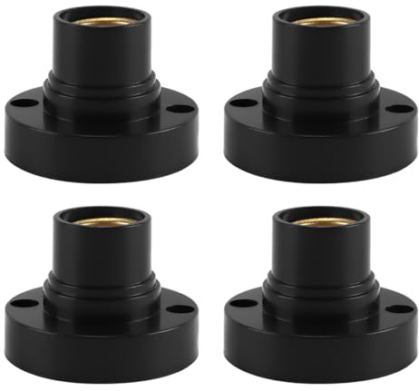 Laroal Lot De 4 Douilles D'ampoule E14, 4 Douilles Rondes À Vis, Bases De Rechange pour Ampoule Halogène CFL, Noir