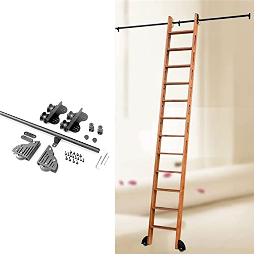 MSHGSKU Rolling Ladder Hardware Retractable Library Sliding Ladder Hardware Kit 3.3ft-20ft Round Extension Rail(No Ladder) Mobile Ladder Track, With Floor Roller Wheels (Size : 20ft/600cm