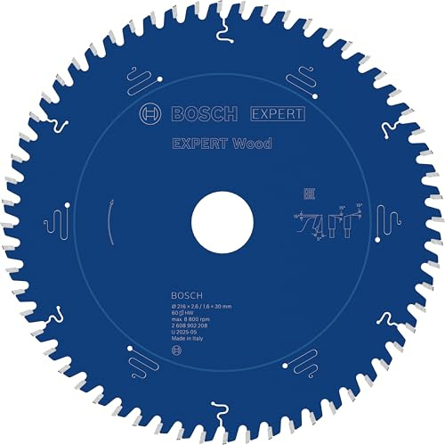 Bosch 1x Expert Wood Corded Circular Saw Blade for Table Saw | for Softwood, Hardwood, Ø 216 mm, Professional Accessory Table Corded Circular Saw, Stationary Table Saw