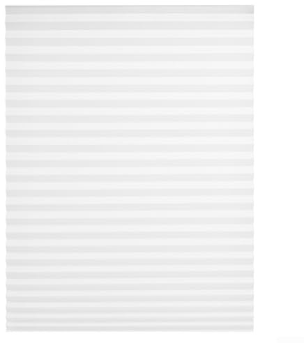 babominimer Selbstverdunkelnde Plissee-Installation, Cuttofit für Fenster, wasserdichter Vliesstoff, abstimmbare Höhe, Jalousien-Clips, Papier für Schlafzimmer-Set (weiß, 60 x 150 cm)